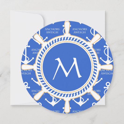 アンカー わい 帆船 テーマ 海岸 パターン 招待状 (正面)