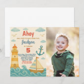 アンカー・オエイ！ 海をテーマにした誕生日招待状 招待状 (正面/裏面)