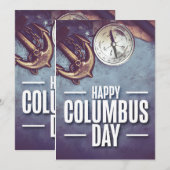 アンカー＆コンパス - コロンブス・デー 招待状 (正面/裏面)