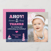 アンカー・ダウン ガールの航海写真サンクスノート サンキューカード (正面/裏面)