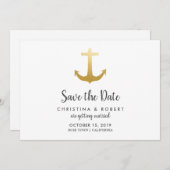 アンカー ナウチカル フェイクゴールド フォイル | セーブ・ザ・デート 招待状 (正面/裏面)