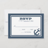 アンカー ネイビーブルーのストライプ ビーチ ウェディング 返信 (裏面)