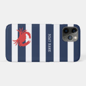 アンカー ネイビーブルーのストライプ 赤いカニ 船名 ビーチ Case-Mate iPhoneケース (裏面(横))