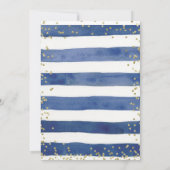 アンカー ネイビーブルー ゴールドストライプ 男の子が生まれました 招待状 (裏面)