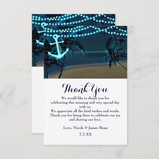アンカー&パームツリービーチナイトウェディング御礼 招待状 (正面/裏面)