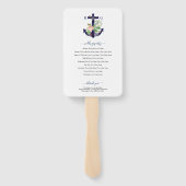 アンカー フローラル ネイビー サマー ウェディング プログラム ハンドファン (裏面)