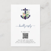 アンカー ボタニカル フラワーナチュラル サマー ウェディング エンクロージャーカード (正面)