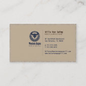 アンガスの西部のバー及びグリルの飲食業カード 名刺 (裏面)