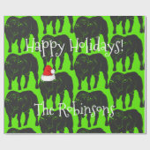 アンガスの黒い雄牛及び赤いサンタの帽子のクリスマス ラッピングペーパー (フラット)