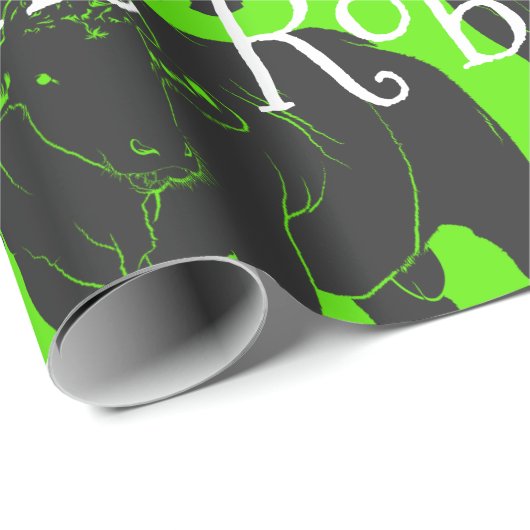 アンガスの黒い雄牛及び赤いサンタの帽子のクリスマス ラッピングペーパー (ロールコーナー)