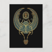 アンキブラックと青い翼を持つエジプトのスカラブカブト ポストカード (正面)