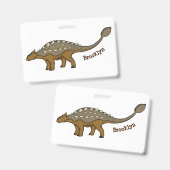 アンキロサウルスの装甲恐竜のイラスト バッジ (正面＆裏面)