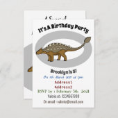 アンキロサウルスの装甲恐竜のイラスト 招待状 (正面/裏面)