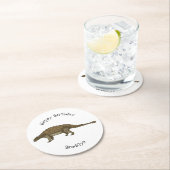 アンキロザウルス漫画イラストレーション ラウンドペーパーコースター (インサイチュ)