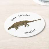 アンキロザウルス漫画イラストレーション ラウンドペーパーコースター (アングル)
