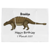 アンキロザウルス漫画イラストレーション ラージペーパーバッグ (裏面)