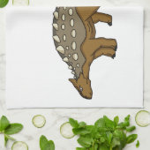 アンキロザウルス装甲恐竜イラストレーション キッチンタオル (折り畳み)