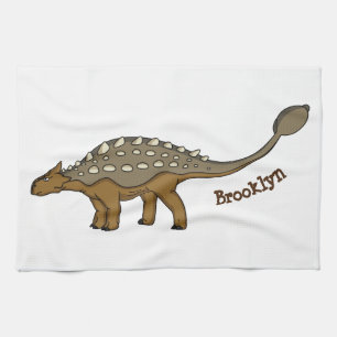 アンキロザウルス装甲恐竜イラストレーション キッチンタオル