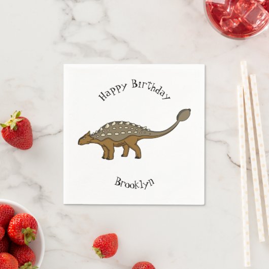 アンキロザウルス装甲恐竜イラストレーション スタンダードカクテルナプキン (インサイチュ)