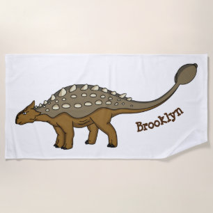 アンキロザウルス装甲恐竜イラストレーション ビーチタオル
