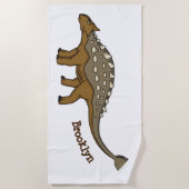 アンキロザウルス装甲恐竜イラストレーション ビーチタオル (正面)