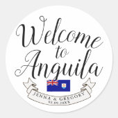 アンギラへようこそ |宛先の結婚式のお願い ラウンドシール (正面)