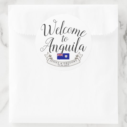 アンギラへようこそ |宛先の結婚式のお願い ラウンドシール (バッグ)