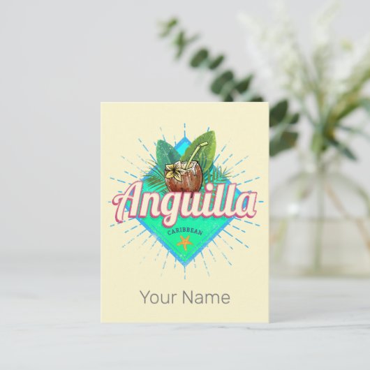 アンギラカリブのレトロバケーションヴィンテージアイランド シーズンポストカード (スタンド正面)