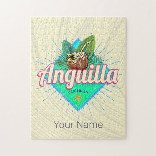 アンギラカリブのレトロバケーションヴィンテージアイランド ジグソーパズル (縦)
