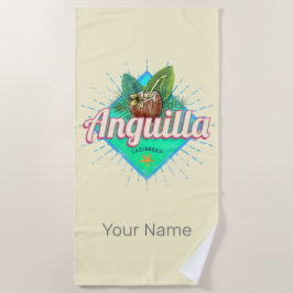 アンギラカリブのレトロバケーションヴィンテージアイランド ビーチタオル