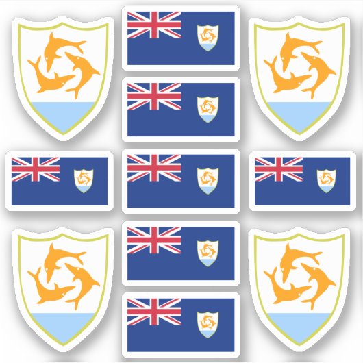 アンギラン州のシンボル/腕と旗のセットのコート シール (正面)