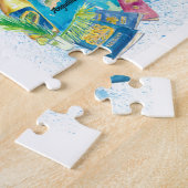 アンギラ図解入りの、写真付きのアンティルカリブの諸島の地図 ジグソーパズル (側面)