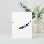 アンギラ国旗の地図 ポストカード (スタンド正面)