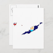 アンギラ国旗の地図 ポストカード (正面/裏面)