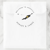 アンギラ結婚のウェルカムステッカーラベル金ゴールド&ブラック ラウンドシール (バッグ)