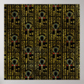 アンクとエジプトの象形文字パターン ポスター (正面)