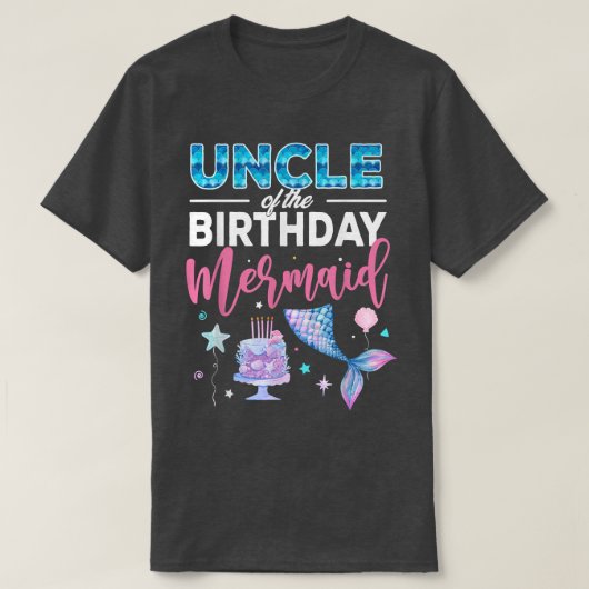 アンクルオブザ誕生日ガールマーメイドクイーン誕生日 Tシャツ (デザイン正面)