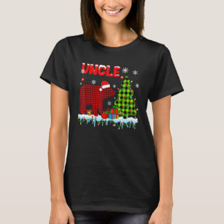 アンクルクリスマスツリー赤い格子柄サンタベアーマッチング Tシャツ