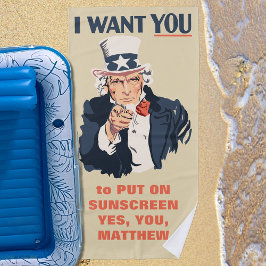 アンクルサムおもしろい愛国的メッセーカスタムジ ビーチタオル