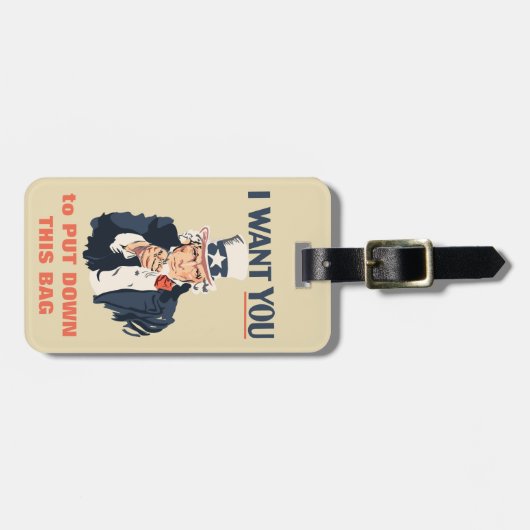 アンクルサムおもしろい愛国的メッセーカスタムジ ラゲッジタグ (正面横)