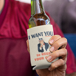 アンクルサムおもしろい愛国的メッセーカスタムジ 缶クーラー