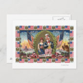 アンクルサムとレディーリバティ ポストカード (正面/裏面)