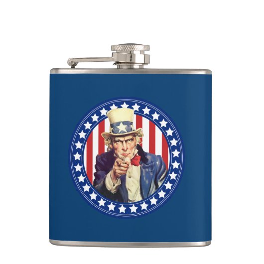 アンクルサムの星とストライプ フラスク (正面)