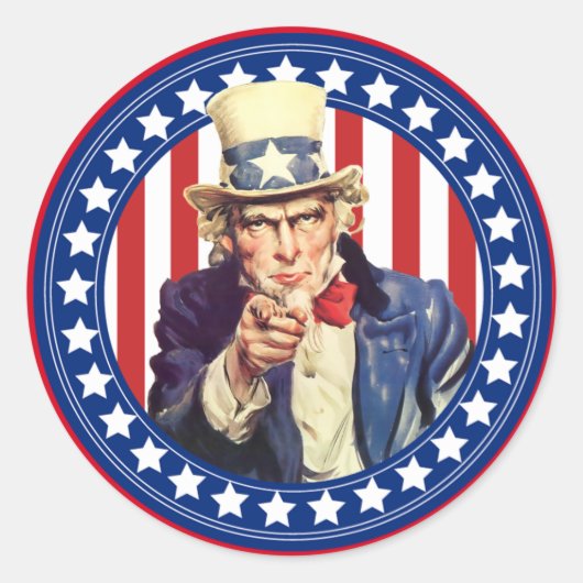 アンクルサムの星とストライプ ラウンドシール (正面)