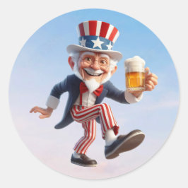 アンクルサムの服を着た高齢者 ラウンドシール