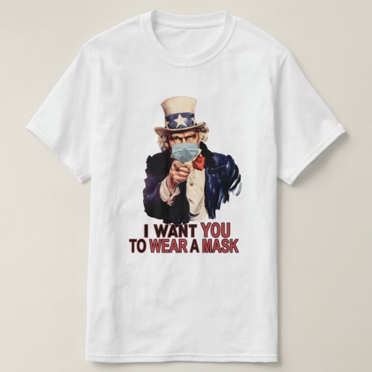 アンクルサムは衣服マスクアメリカに顔したい Tシャツ (デザイン正面)