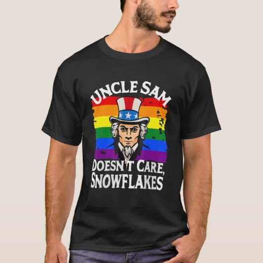 アンクルサムは雪気に片をおもしろいAMERICAN_3 Tシャツ (正面)