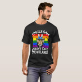 アンクルサムは雪気に片をおもしろいAMERICAN_3 Tシャツ (正面フル)