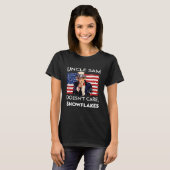 アンクルサムは雪気に片を行わないアメリカ国旗_4 Tシャツ (正面フル)