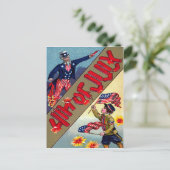 アンクルサムアメリカン州旗の花火 ポストカード (スタンド正面)